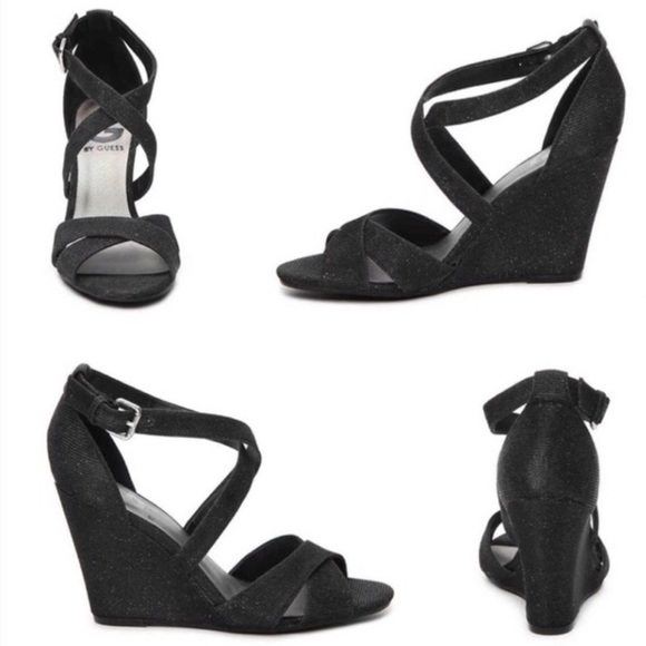 Guess Sparkle Criss-cross Ankle Strap Wedge Sandal - Picture 7 of 7